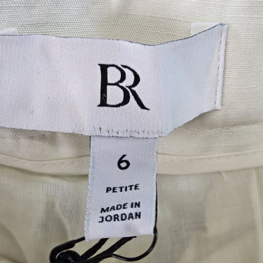 Banana Republic Pants Womens 6 Petite White Wide-Leg Twill‎ Pleated Lined